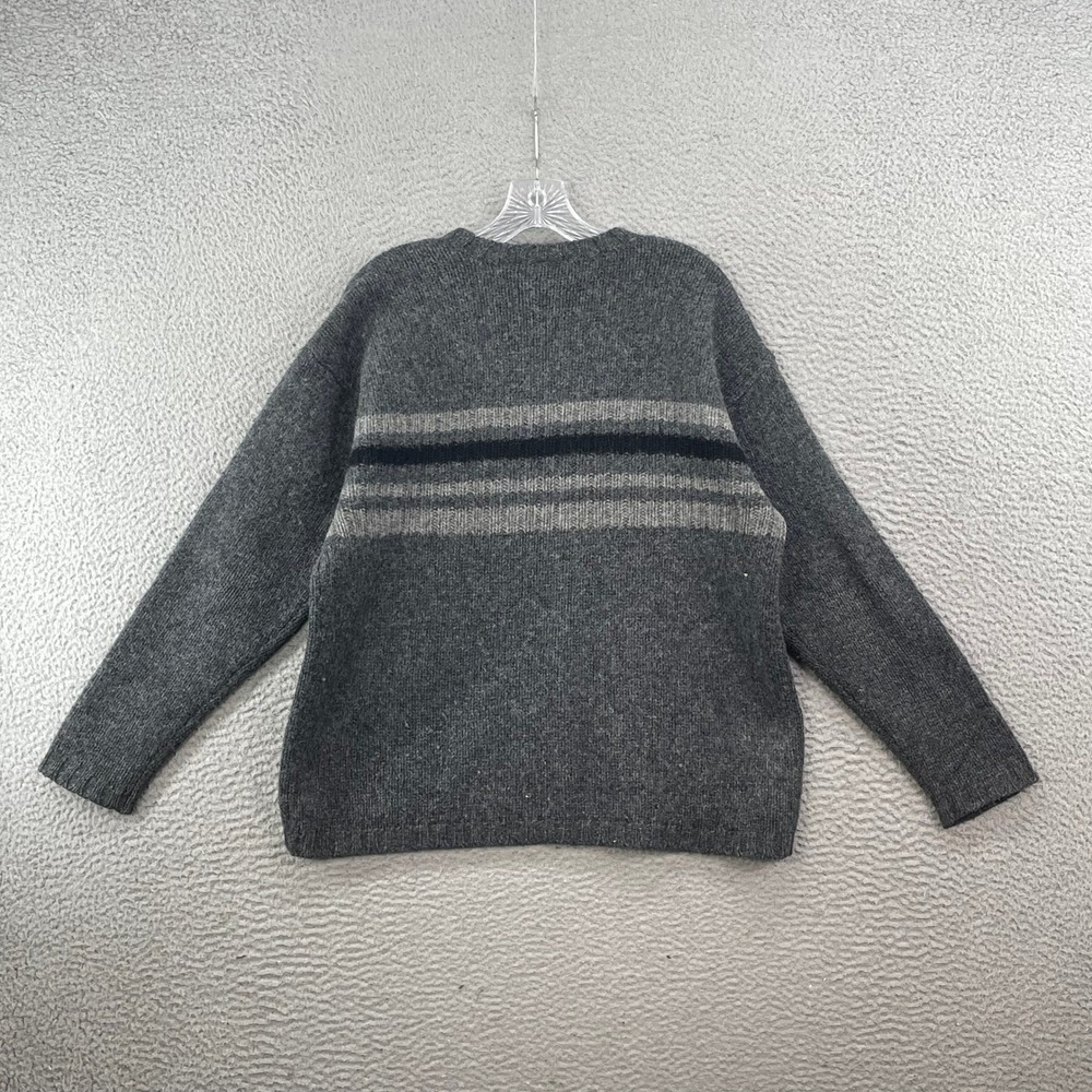 Preview International Wool Sweater Womens L Gray Striped Crewneck Knit Travel - Picture 2 of 8